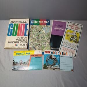 1964-65 New York World's Fair Lot Official Guide Map Postcards Futurama Ephemera